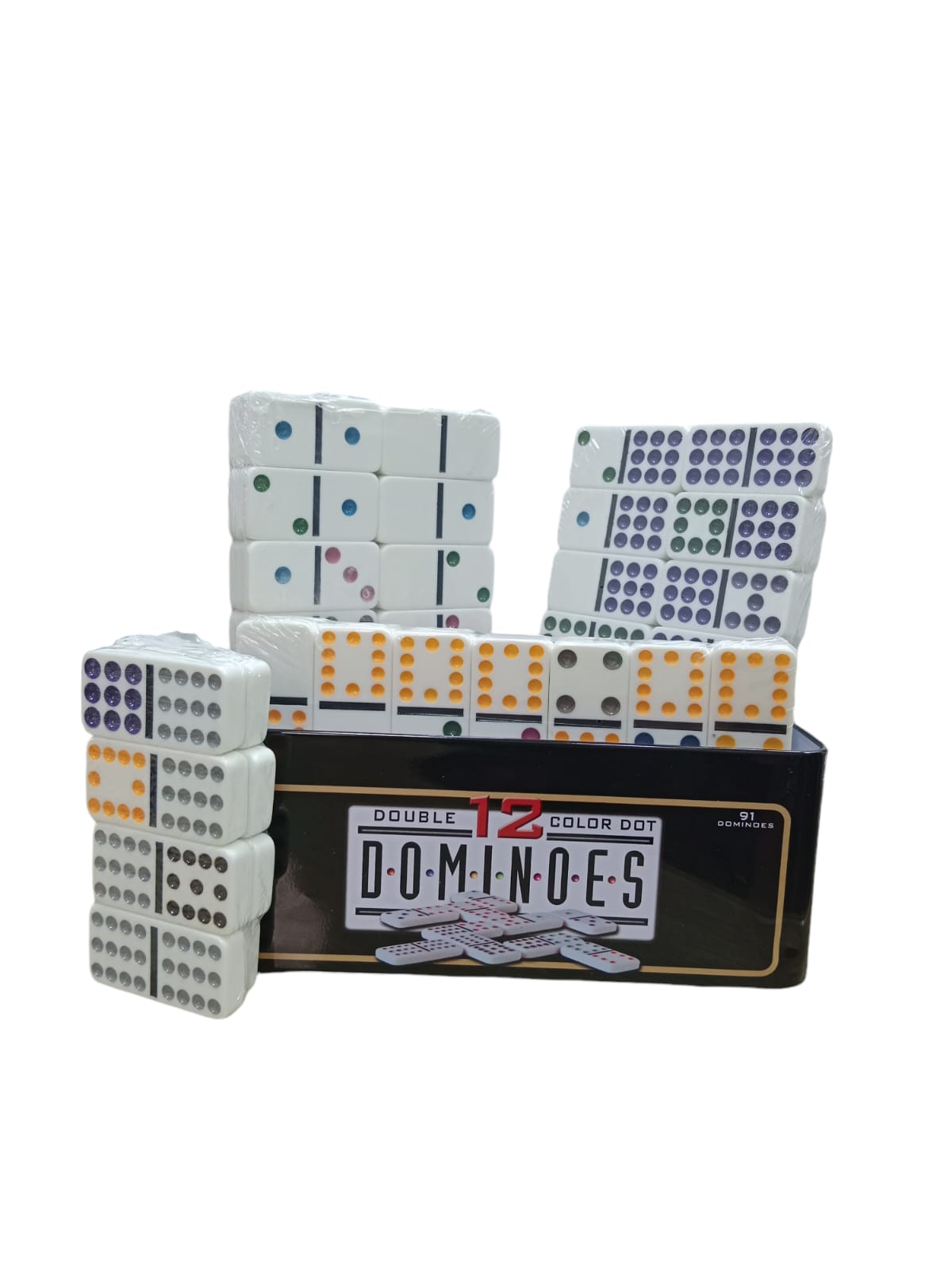 Domino De Lujo 91 Piezas Doble 12 Caja Metalica Profesional